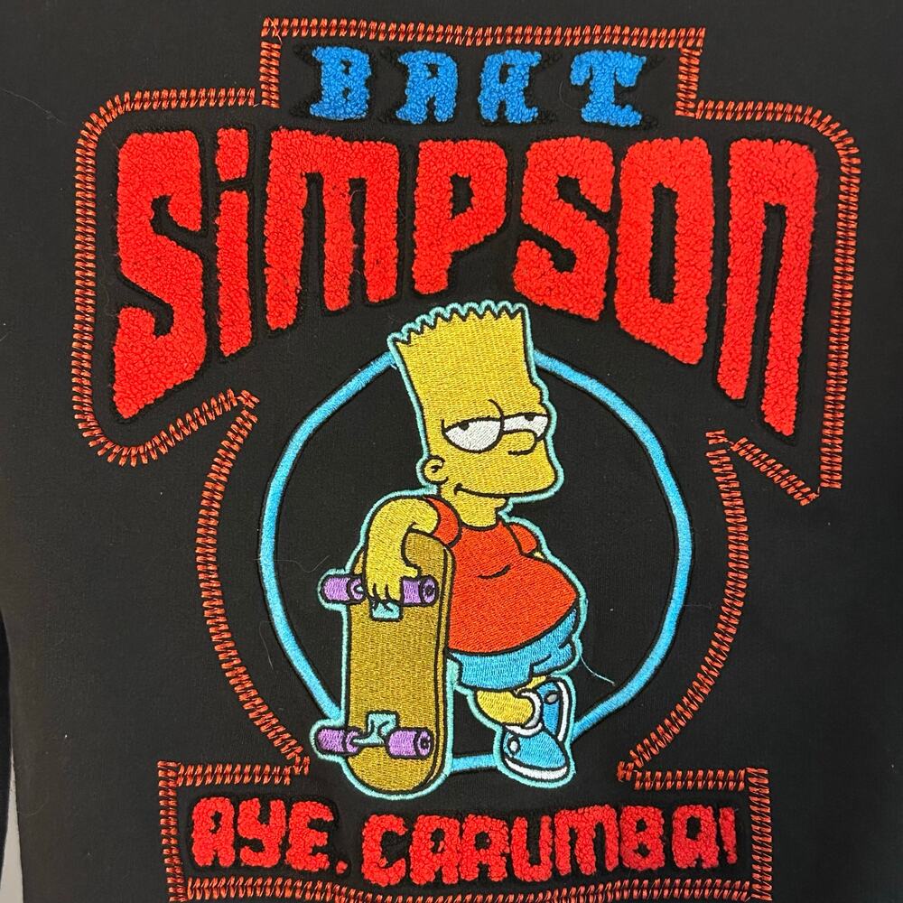 Simpsons Bart Simpson Embroidered Hoodie Youth 10/12 “Aye Carumba collectible